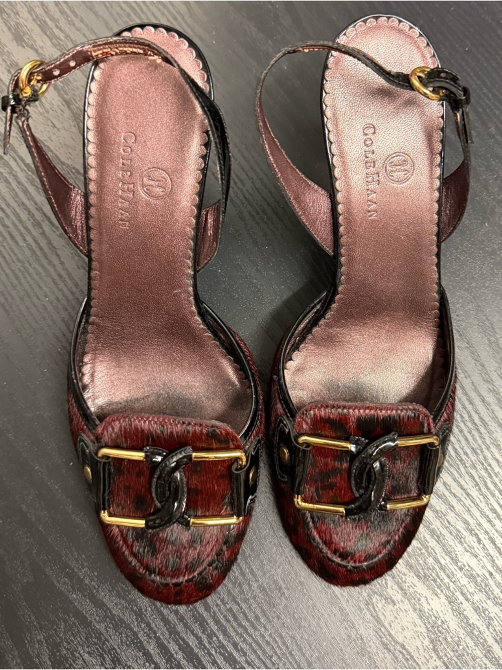 😍Cole Haan Slingback Heels with Gold Hardware